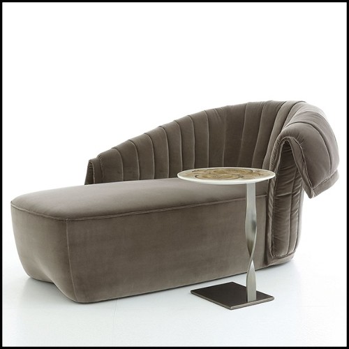 Meridienne with solid wood structure upholstered and covered with grey velvet fabric 150-Great Rest