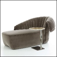 Meridienne with solid wood structure upholstered and covered with grey velvet fabric 150-Great Rest