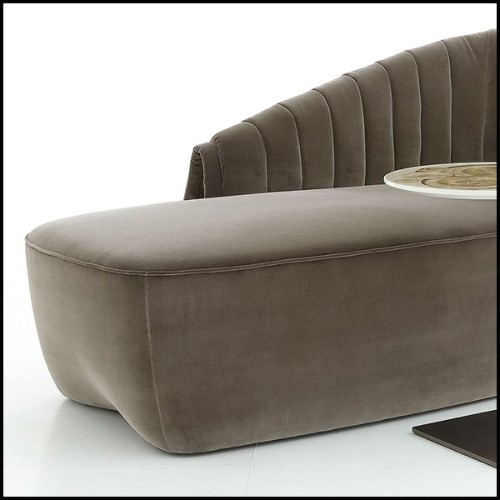 Chaise Longue avec structure en bois massif et couverte avec tissu velours gris 150-Great Rest