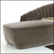 Chaise Longue avec structure en bois massif et couverte avec tissu velours gris 150-Great Rest