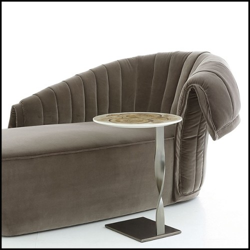 Meridienne with solid wood structure upholstered and covered with grey velvet fabric 150-Great Rest
