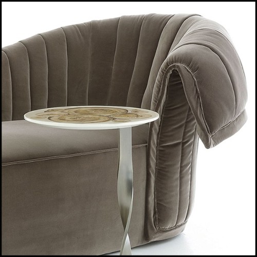 Meridienne with solid wood structure upholstered and covered with grey velvet fabric 150-Great Rest