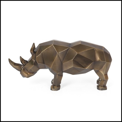 Sculpture en résine finition bronze patiné style cubisme 119-Rhino