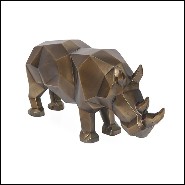 Sculpture en résine finition bronze patiné style cubisme 119-Rhino