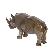 Sculpture en résine finition bronze patiné style cubisme 119-Rhino
