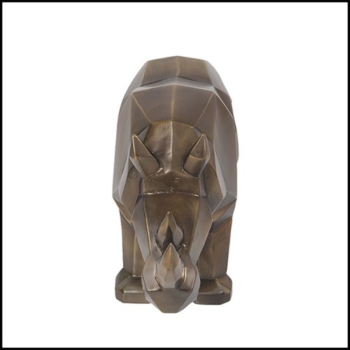 Sculpture en résine finition bronze patiné style cubisme 119-Rhino