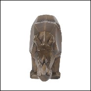 Sculpture en résine finition bronze patiné style cubisme 119-Rhino