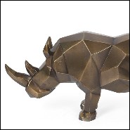 Sculpture en résine finition bronze patiné style cubisme 119-Rhino