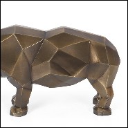 Sculpture en résine finition bronze patiné style cubisme 119-Rhino