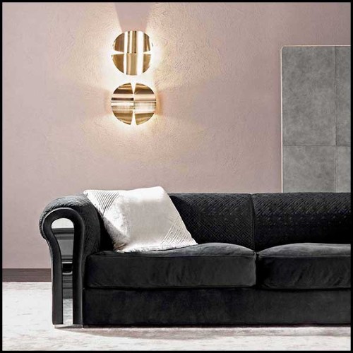 Sofa with solid wood structure and covered with black genuine leather nubuc 150-Bruce