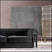 Canapé avec structure en bois massif et couvert avec cuir véritable nubuc coloris noir 150-Bruce