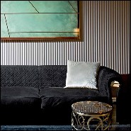 Canapé avec structure en bois massif et couvert avec cuir véritable nubuc coloris noir 150-Bruce