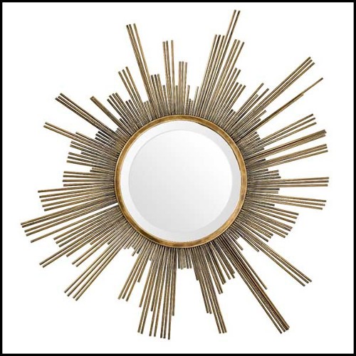 Miroir finition laiton vintage avec miroir rond en verre biseauté 24-Nikky