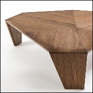 Table basse Set de 2 en noyer massif avec pieds en noyer massif et un pied en métal noir mat 163-Triple Walnut