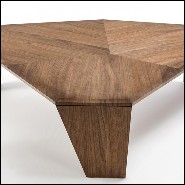 Coffee Table Set of 2 in solid walnut with two legs in solid walnut and one in black matt metal 163-Triple Walnut