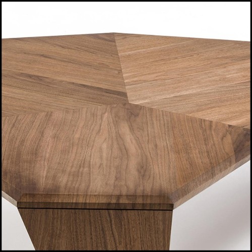 Table basse Set de 2 en noyer massif avec pieds en noyer massif et un pied en métal noir mat 163-Triple Walnut