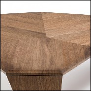 Table basse Set de 2 en noyer massif avec pieds en noyer massif et un pied en métal noir mat 163-Triple Walnut