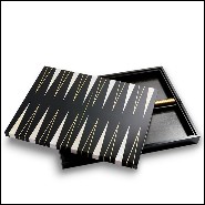 Backgammon avec structure en bois massif finition laquée noir 172-All Black