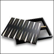 Backgammon with wooden frame in solid wood in black lacquered finish 172-All Black