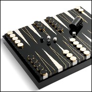 Backgammon avec structure en bois massif finition laquée noir 172-All Black