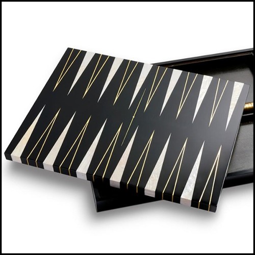 Backgammon avec structure en bois massif finition laquée noir 172-All Black