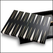 Backgammon with wooden frame in solid wood in black lacquered finish 172-All Black