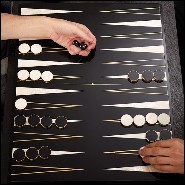 Backgammon avec structure en bois massif finition laquée noir 172-All Black