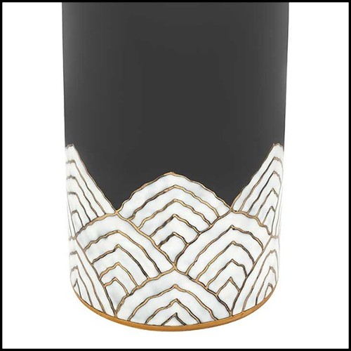 Box in glazed ceramic in black finish with polished brass butterfly on lid's top 162-Butterfly