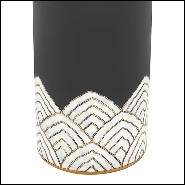 Box in glazed ceramic in black finish with polished brass butterfly on lid's top 162-Butterfly