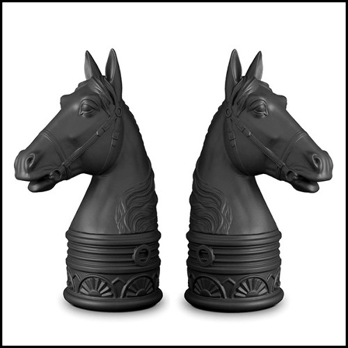 Bookends set of 2 in porcelain in black or in white finish 172-Gallop Set of 2