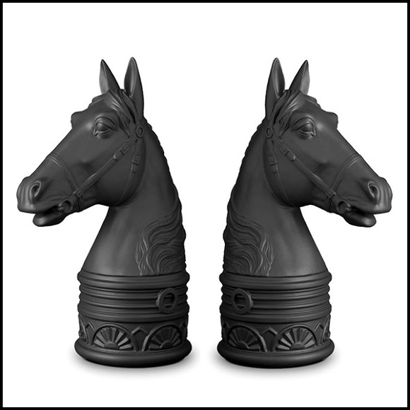 Serres-livres set de 2 en porcelaine finition noire ou blanche 172-Gallop Set of 2