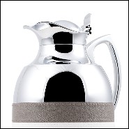 Thermos en laiton massif finition chrome et partiellement couverte avec cuir véritable 189-Guapa