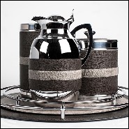 Thermos en laiton massif finition chrome et partiellement couverte avec cuir véritable 189-Guapa