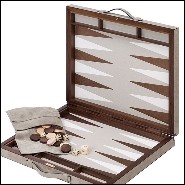 Backgammon with solid mahogany and solid walnut case with leather inlaid playing surface 189-Guapo