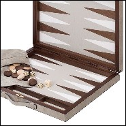 Backgammon with solid mahogany and solid walnut case with leather inlaid playing surface 189-Guapo