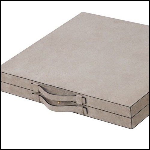 Backgammon with solid mahogany and solid walnut case with leather inlaid playing surface 189-Guapo