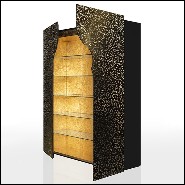 Cabinet or Shelves with black lacquered wood and decorated with gold leaf inserts and with golden powder 191-Riyad