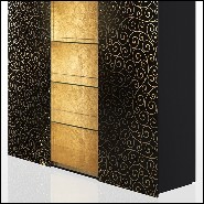 Cabinet or Shelves with black lacquered wood and decorated with gold leaf inserts and with golden powder 191-Riyad