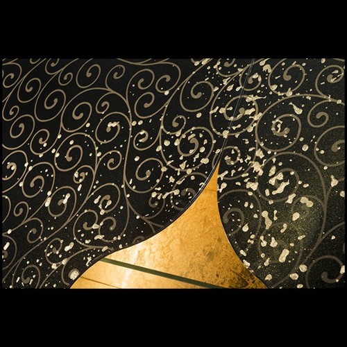 Cabinet or Shelves with black lacquered wood and decorated with gold leaf inserts and with golden powder 191-Riyad