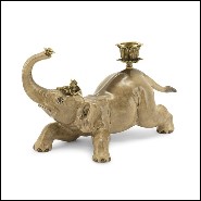 Bougeoirs set de 2 en porcelaine peinte à la main finition bronze 162-Bengali Elephant Set of 2