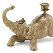 Bougeoirs set de 2 en porcelaine peinte à la main finition bronze 162-Bengali Elephant Set of 2