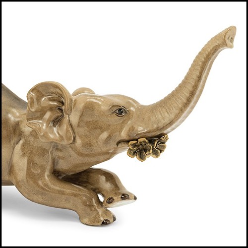 Bougeoirs set de 2 en porcelaine peinte à la main finition bronze 162-Bengali Elephant Set of 2