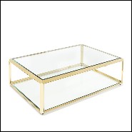 Table basse avec structure finition gold avec plateau en verre biseauté 162-Casiopee Gold