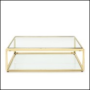 Table basse avec structure finition gold avec plateau en verre biseauté 162-Casiopee Gold