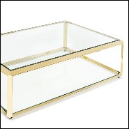 Coffee table with structure in gold finish with beveled glass top 162-Casiopee Gold