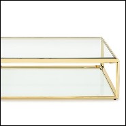Coffee table with structure in gold finish with beveled glass top 162-Casiopee Gold
