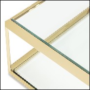 Coffee table with structure in gold finish with beveled glass top 162-Casiopee Gold