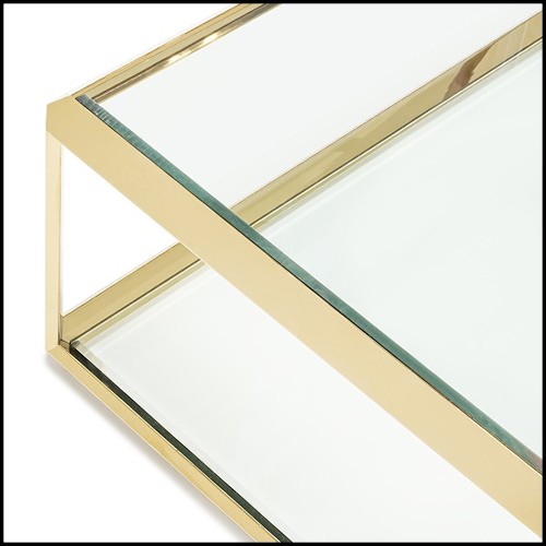 Table basse avec structure finition gold avec plateau en verre biseauté 162-Casiopee Gold