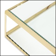 Table basse avec structure finition gold avec plateau en verre biseauté 162-Casiopee Gold