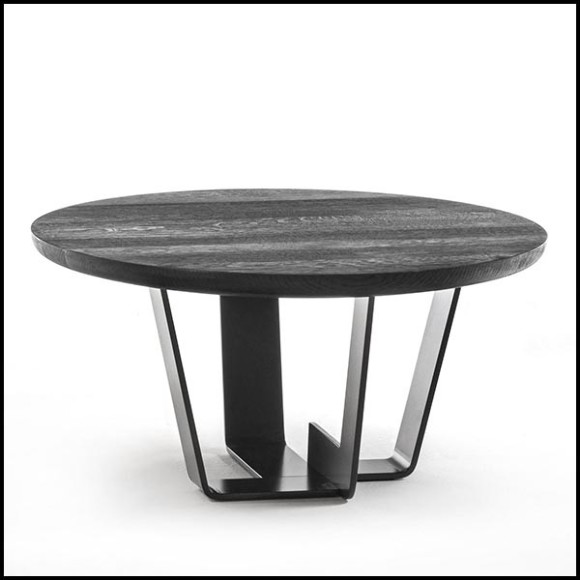Coffee table with base structure in lacquered iron with solid oak top in black finish 154-Jay Black Oak